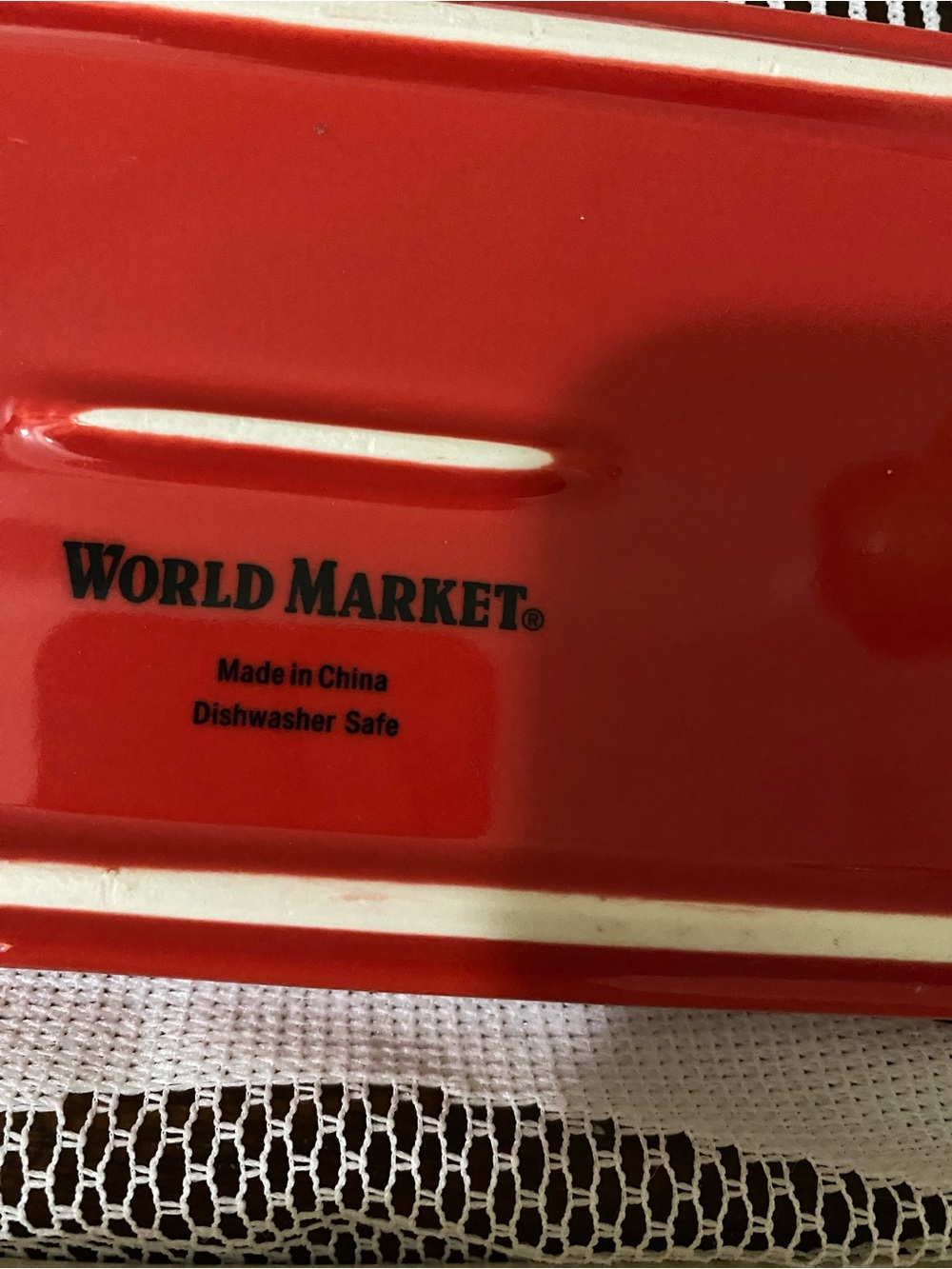 Cost Plus World Market Red & Cream Ceramic Butter Dish - Picture 2 of 7